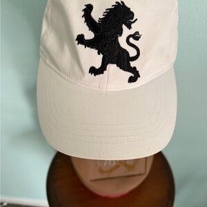 Express white Cap with Black Lion Embroidery